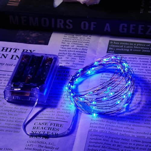 Ariceleo 2 Pack 16.4ft Battery Operated String Lights with Timer, Blue with Synchronized Twinkle Mode, Fairy Lights Battery Powered, 50 LEDs, Idea for Christmas Bedroom Party Wedding - color: Blue, size: 2 Pack-Upgrade