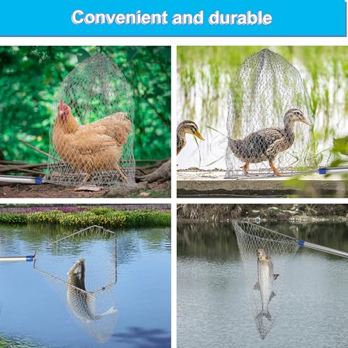 Chicken Catching Net ,Extendable from 33" to 75" Chicken Catcher Leg Hook | Animal Net, Made of Stainless Steel Tube, Suitable for Catching Duck, Goose, Skunk, Bat and, Bird Net & Fish Net