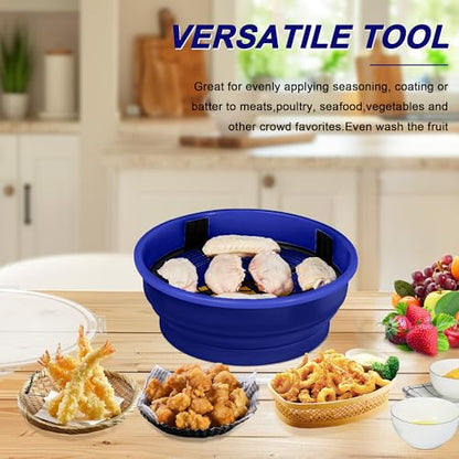 Collapsible Batter Bowl - Breading Bowl Shaker with Lid, Deep Blue - color: Deep Blue