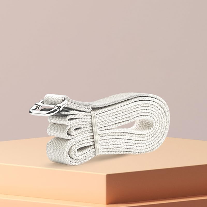 Professional Cotton Yoga Strap (2.5cm Width) – Thickened Non-Slip Stretching Belt for Yoga, Pilates, Rehab & Flexibility Training - color: white