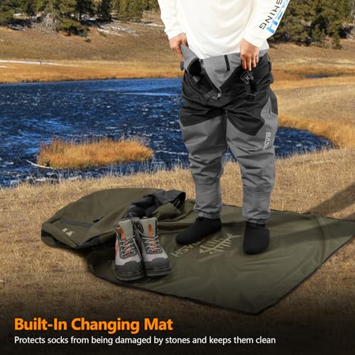 BASSDASH Wader Bag Foldable with Changing Mat Shoulder Strap Handles Mesh Boot Storage for Fishing Travel Hunting Hiking 27.9”L x 5.9”W x 17.7”H FP08