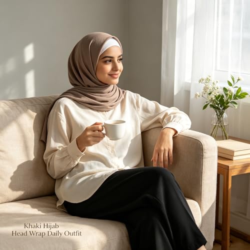 Hijab Scarf for Women, 3PCS Set with Undercap and Hijab Clip Lightweight Modal Muslim Head Wrap Scarf for Daily - color: Sy14-khika Hijab+white Undercap
