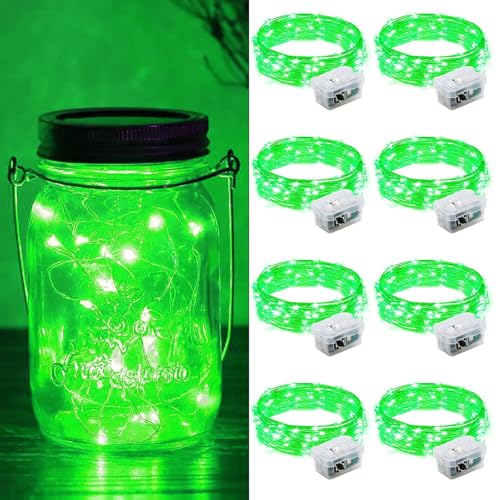 ZGWJ 8 Pack Fairy Lights Battery Operated, 7ft 20 Mini LED Fairy String Lights Silver Wire 3 Modes for DIY, Parties, Wedding, Bedroom, Halloween Christmas Decoration Green - color: Green, size: 8