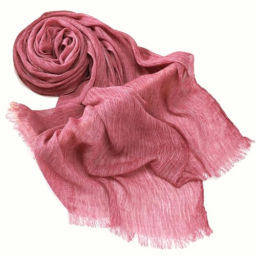 Crinkle Cotton Hijab, Soft Light and Breathable Hijab Scarf For Women, Suitable for All Seasons - color: Bean Paste Red