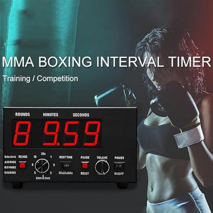Classic Boxing Interval Timer, Professional Gymnastics Timer with LED Display, 1-12 Challenge Rounds and Adjustable Buzzer, Interval Timer for Workout, Gym Timer, Boxing Equipment,Red - color: Red