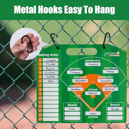 AOLEBA Baseball Lineup Board for Dugout,Dry Erase Magnetic Metal Baseball Clipboard for Coaches - style: Horizontal - Green