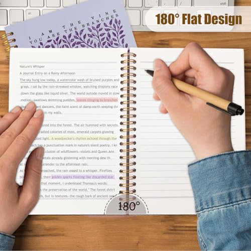 Likjad Christian Spiral Notebook Journal 5.5x8.3, Botanical Bible Scripture Journals for Writing, Religious Christian Gifts for Women, Bible Verse Hardcover Notebooks for Note Taking（Purple - color: Botanical Bible Five