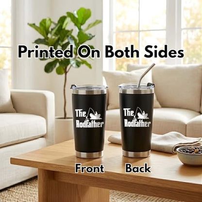 Fishing Gifts for Father - The RodFather Fish Tumbler 20oz Funny Fish Cups - Fishing Cup for Father, Dad - Fathers Day Christmas Birthday Fisherman Gifts - Bass Fisherman Trout Tumbler - color: DadFishing