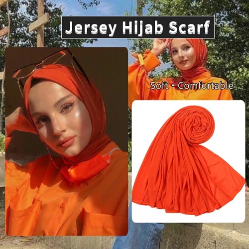 Nonbongoy Head Wraps for Black Women 71"x32" Long Soft Jersey Hijab Turban - color: 1- Orange Headwrap