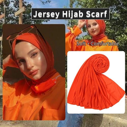 Nonbongoy Head Wraps for Black Women 71"x32" Long Soft Jersey Hijab Turban - color: 1- Orange Headwrap