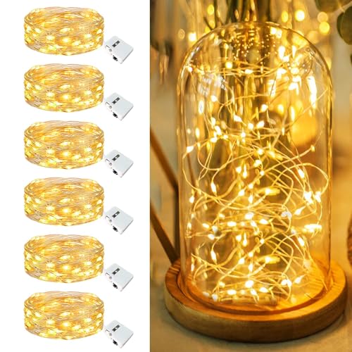 6 Pack Fairy Lights Battery Operated - 7ft 20 Led Twinkle Lights 3 Modes, Bulk Mini String Lights Waterproof for Mason Jars Vases DIY Party Wedding Table Centerpieces Decoration -Warm White - color: Warm White, size: 6 Pack