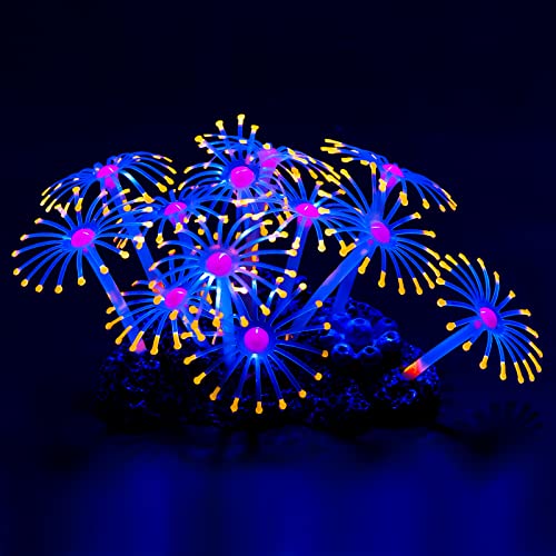 Uniclife Glowing Effect Artificial Coral Plant for Fish Tank, Decorative Aquarium Ornament, Orange - color: Orange