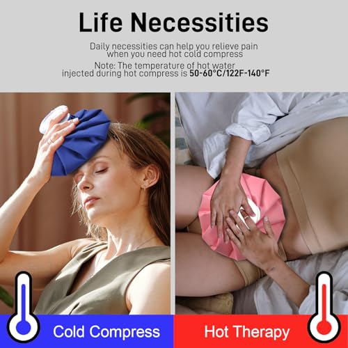 Ice Bag, Ice Packs for Injuries Reusable 9", Hot Water Bag for Pain Relief, Hot & Cold Therapy, Cold Pack Pink - size: 9", style: Pink