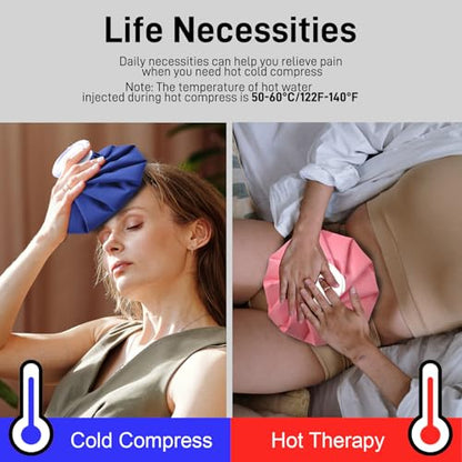 Ice Bag, Ice Packs for Injuries Reusable 9", Hot Water Bag for Pain Relief, Hot & Cold Therapy, Cold Pack Pink - size: 9", style: Pink
