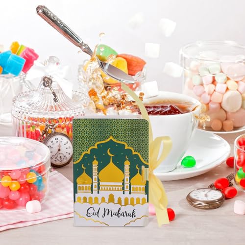 LALADEFIEE Eid Mubarak Candy Box 20pcs Shaped Party Favor Boxes Ramadan Treat Packaging for Ramadan Celebrations and Islamic Festival Candy Storage
