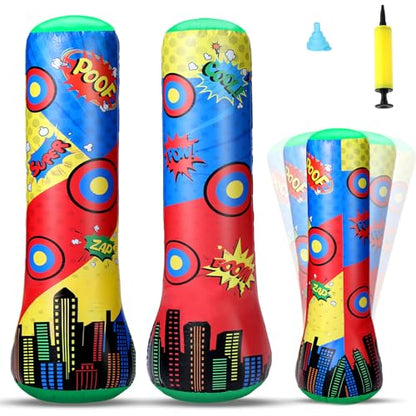 Jenaai 1 Pcs Punching Bag 47 Inches Inflatable Bopper Punching Bag with Bounce-Back Action Sport Bop Bopper for Practicing Karate Taekwondo (Shield)