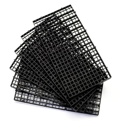 Aquarium Fish Tank Divider Plastic Egg Crate Filter Bottom Tray, S | 6pcs, Black, Plastic Grid - size: S 6pcs Black