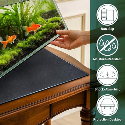Aquarium Leveling Mat 2PCS/Set Neoprene Non-Slip Shockproof Fish Tank Pad Waterproof Textured Surface for Uneven Surfaces Durable Fish Tank Mat with Easy-Cut Edges (No Glue, 11.8 x 11.8 Inch) - size: 11.8 x 11.8 Inch, style: No Glue