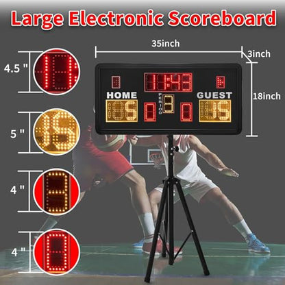 Large Electronic Scoreboard, Basketball Scoreboard with Timer, Digital Scoreboard with Remote, Score Keeper with Buzzer