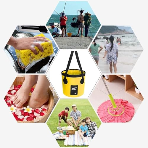 Collapsible Bucket with Handle, Multifunctional Foldable Water Container for Camping, Hiking, Traveling, Fishing, Washing, Gardening, Waterproof, Durable, Lightweight, Black - color: Sfvyellow