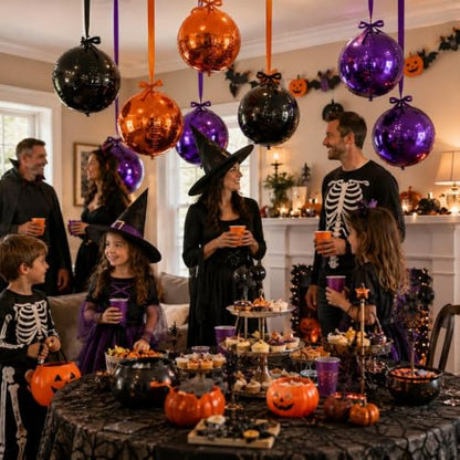 Togvu Halloween Round Foil Balloons, 9PCS 22Inch Orange Black Purple 4D - color: Black Orange Purple