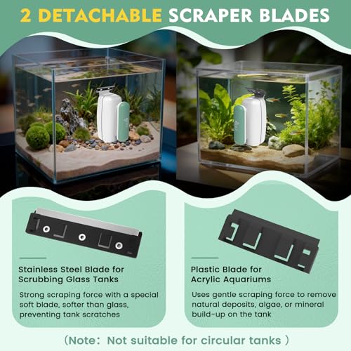 AQQA Magnetic Aquarium Glass Cleaner, Floating Fish Tank Algae Scraper,S | Enhanced Magnetic Fish Tank Cleaner, Aquarium Glass Scrubber Algae Scrapers for up 0.32" Thick Glass/Acrylic Aquariums Small - size: Small for less than 0.32" (8mm) thickness