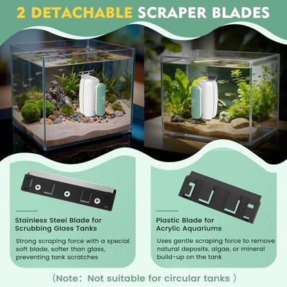 AQQA Magnetic Aquarium Glass Cleaner, Floating Fish Tank Algae Scraper,S | Enhanced Magnetic Fish Tank Cleaner, Aquarium Glass Scrubber Algae Scrapers for up 0.32" Thick Glass/Acrylic Aquariums Small - size: Small for less than 0.32" (8mm) thickness