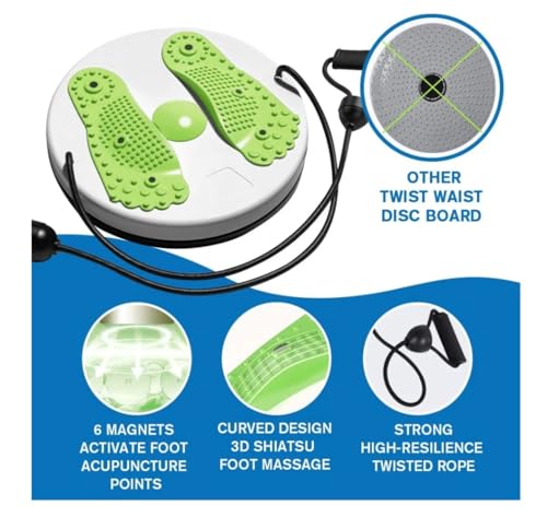 Waist Twisting Disc Unisex Waist Trainer Abdominal Exercise Foot Massage Plate Workout Home Gym Body Building Weight Loss Fitness Equipment - color: Glass Green