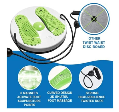 Waist Twisting Disc Unisex Waist Trainer Abdominal Exercise Foot Massage Plate Workout Home Gym Body Building Weight Loss Fitness Equipment - color: Glass Green
