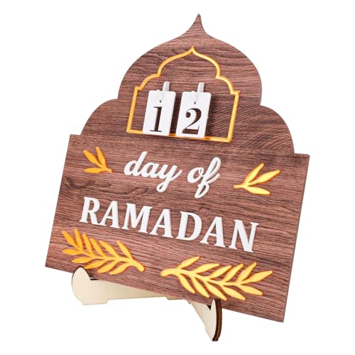 Ramadan Advent Calendar, Wood Ramadan Advent Calendar 2026 Countdown with Stand Reusable Family Eid Mubarak Home Table Decoration Gifts with Interchangeable Numbers