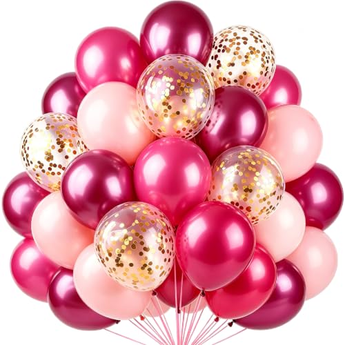 Hot Pink Balloons for Birthday Party Supplies, Gender Reveal Balloon - color: Hot Pink Metallic Magenta