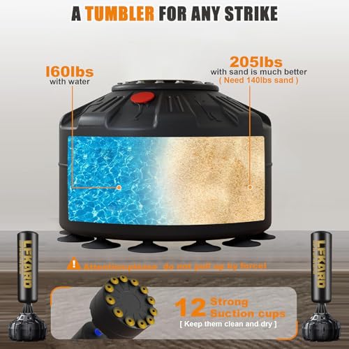 Freestanding Punching Bag with Boxing Gloves, Heavy Boxing Bag with Stand for Adult, Standing Kickboxing Bag - color: BLACK
