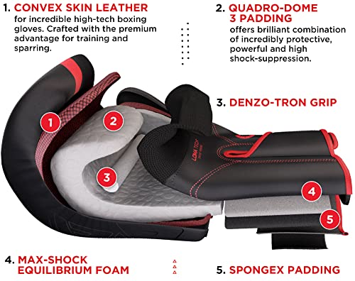 RDX Kids Boxing Pads and Gloves Set, Maya Hide Leather Kara Junior Hook and Jab Curved Focus Mitts Punching Gloves for MMA - color: RED