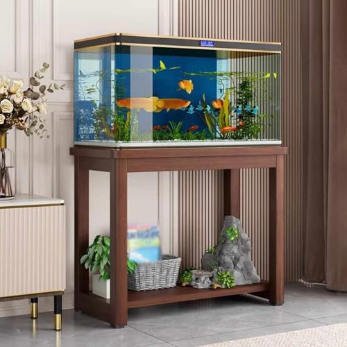 Solid Wood Fish Tank Stand with Plant Shelf, Suitable for 5-40 Gallon Aquariums, Reptile Tank Rack for Home Office, Durable and Stylish Fish Table