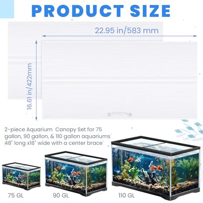Sieral 2 Pcs Aquarium Canopy Set Polycarbonate Greenhouse Panels Fish Tank with Center Brace Aquariums Cover Fish Tank Lid(48 x 18 Inch,Clear) - color: Clear, size: 48 x 18 Inch