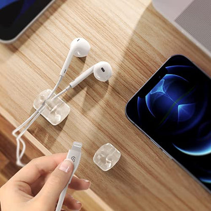 Syncwire Clear Cable Clips - Cord Holders - Self Adhesive Cable Management Organizer - Home, Office, Cubicle, Car, Nightstand, Desk Accessories - Gift Ideas Men, Women, Dad, Mom (5 Packs/15 Slots) | Strong Adhesive, Cable Management Organizer, for Home, O