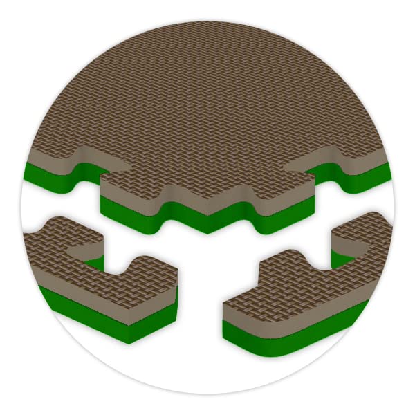 American Floor Mats - Interlocking Puzzle Exercise Gym Mats: Premium Foam Tiles, Wood Foam Tiles, Extreme Foam Tiles - color: Ultimate Brown/Green, size: 3/4" Thick - 50-Pack (200 Sq Ft)