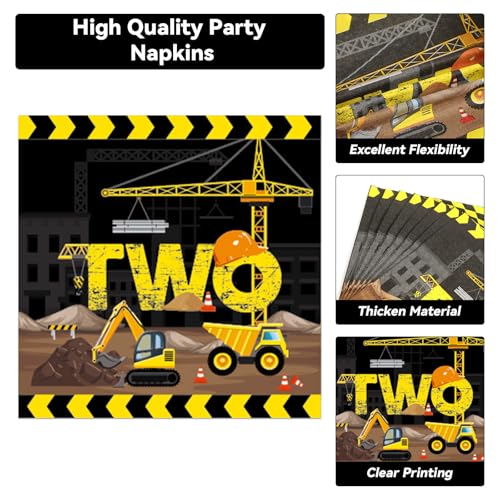 100 Pcs Construction Party Plates and Napkins Set Construction Truck Birthday Party Decorations Supplies Tableware Construction Themed Party Favors for Birthday Party Decorations Serves 25 - style: Construction 2nd