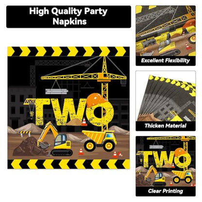 100 Pcs Construction Party Plates and Napkins Set Construction Truck Birthday Party Decorations Supplies Tableware Construction Themed Party Favors for Birthday Party Decorations Serves 25 - style: Construction 2nd