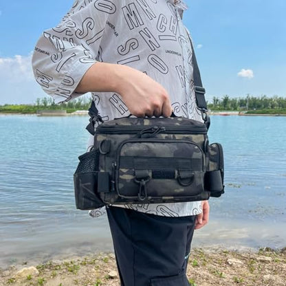 Fishing Tackle Storage Bags for Saltwater or Freshwater Fishing Gear - Padded Shoulder Strap - Tackle Box Bag Fishing Bag (Grey Blue) - color: Grey Blue
