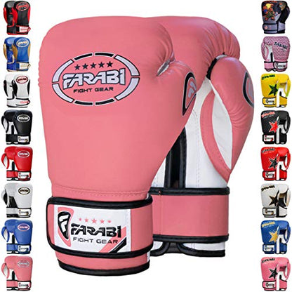 Farabi Boxing Gloves Kids Junior Muay Thai Kick Boxing Training MMA Punching Bag - color: Pink, size: 6OZ