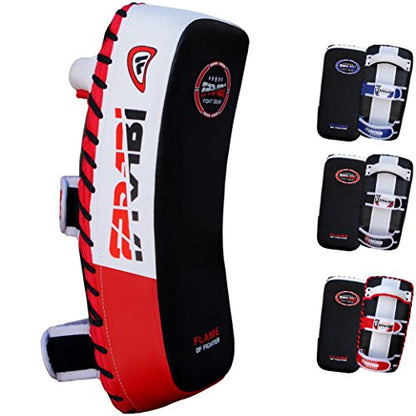 Farabi Thai Pads Kickboxing Muay Thai Training Strike Pads - color: White/Red, size: Pair