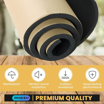 1/2" T x 12" W x 54"L Sponge Neoprene with Adhesive Foam Rubber Sheet | 4.5 Sqft for Weatherproofing, Gasket Seals, Crafts, Soundproof Padding, Vibration Dampening - size: 1/2” Thick X 12” Wide X 54” Long