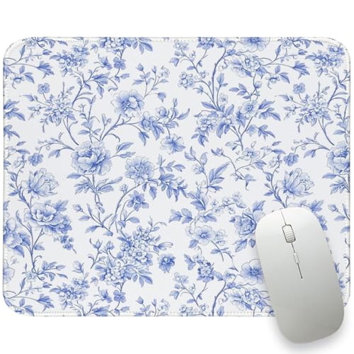 UTELKA Light Blue Floral Mouse Pad, Blue White Mousepad 10.2x8.2 | Blue And White Traval Mouse Pad, Flroal Desk Accessories, Aesthetic Mouse Pad, Chinoiserie Office Decor, Light Blue Desk Mat - color: Blue Chinoiserie Floral, size: 10.2L x 8.2W inches
