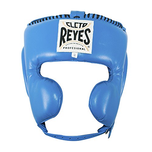 CLETO REYES Boxing Headgear with Cheek Protection for Men and Women, Protective Head Guard Face Saver, Sparring Fighting - color: ELECTRIC BLUE, size: Medium