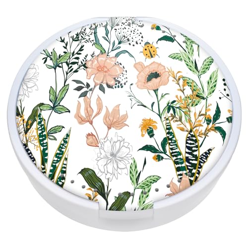 Retainer Case, Denture & Orthodontic Aligner Case With Mirror & Ventilation, White Flower - color: White Flower