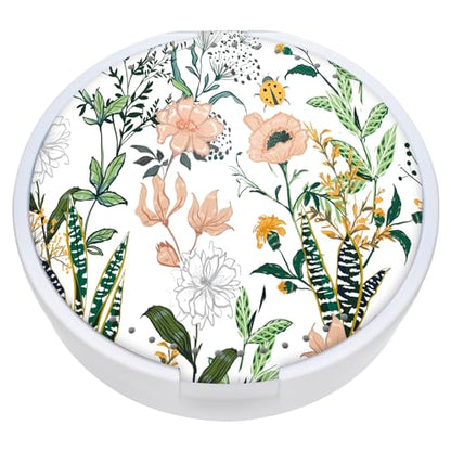 Retainer Case, Denture & Orthodontic Aligner Case With Mirror & Ventilation, White Flower - color: White Flower