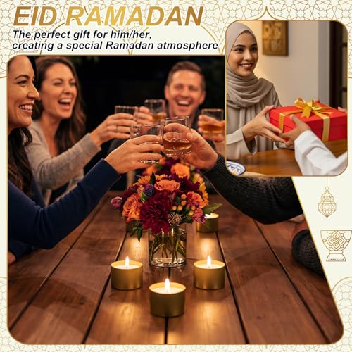 Nuanchu 24 Pack Eid Mubarak Scented Candles Gift 2 oz Golden Star and Moon Design Ramadan Aromatherapy Soy Wax Jars Lasting Bulk Favors for Home Islamic Holiday Party Decor - style: Golden Star Moon Design