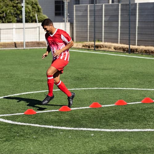 25pcs Soccer Training Cones Plastic Disc Markers Red for Football Agility Practice Equipment Training Accessories for Speed and Coordination Drills