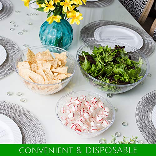 Disposable 48 Ounce Round Crystal Clear Plastic Bowls With Lids 4 Sets - size: 48 OUNCE